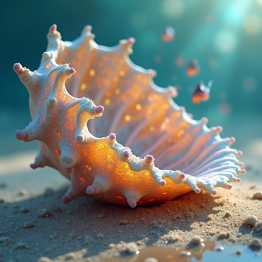 Iridescent Pearl Shell in Art Nouveau Style