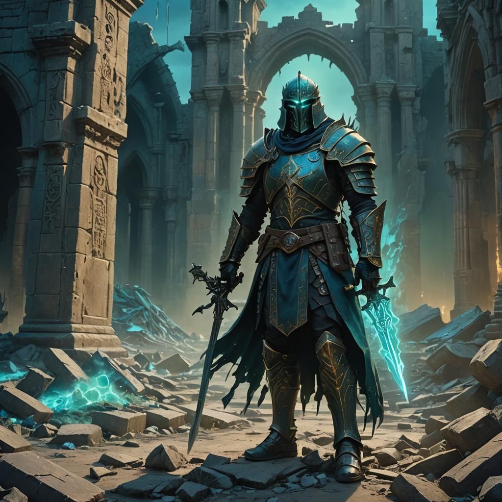 Resurrected Undead Warrior in Gothic Ruins