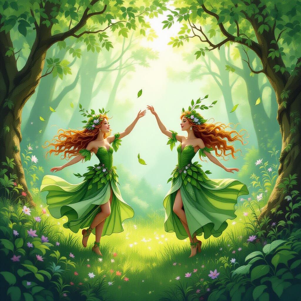 Enchanted Forest Glade: Sprites Dancing in Ethereal Light