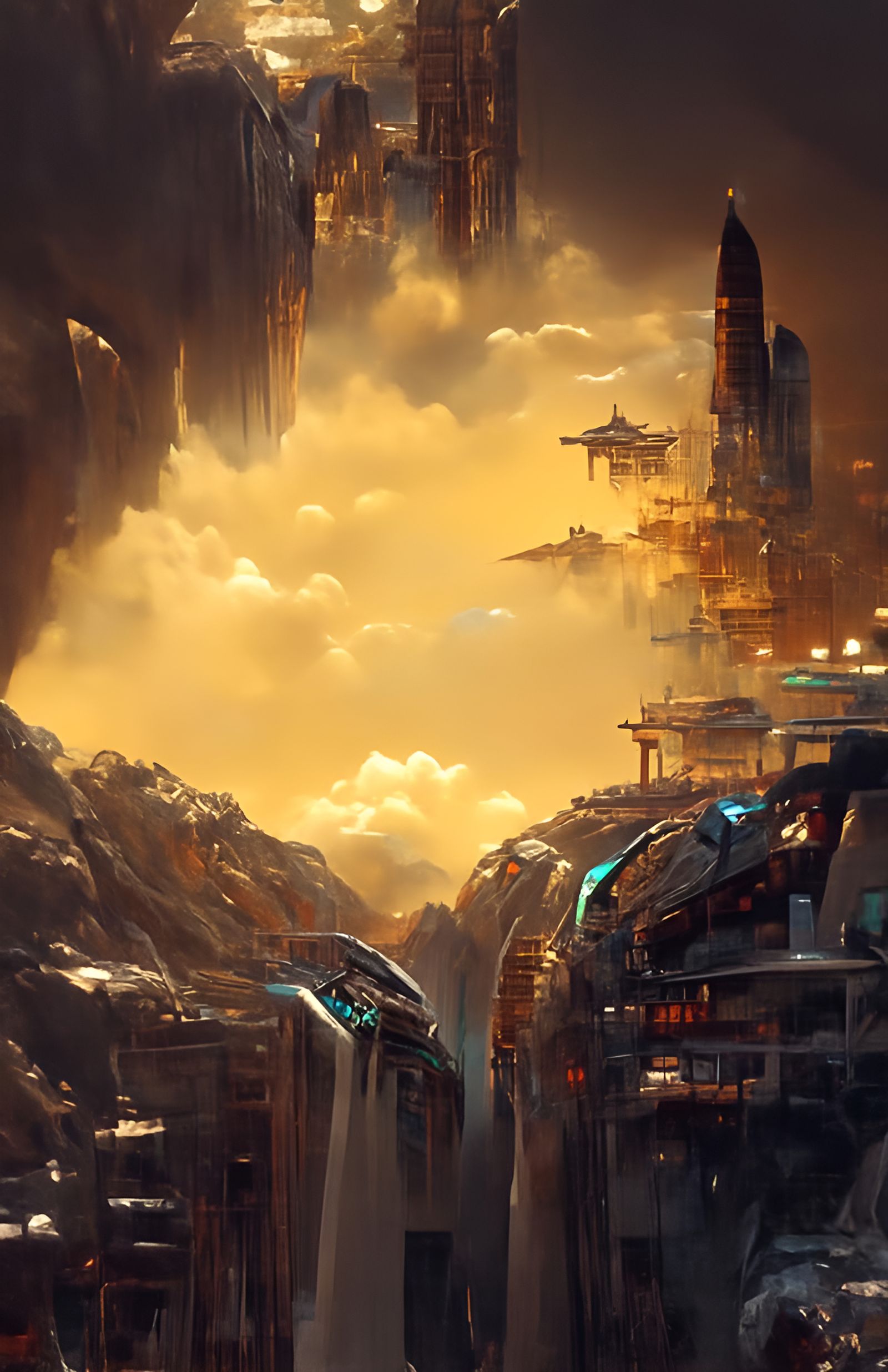 Cyberpunk Ruins in Space: Digital Matte Painting