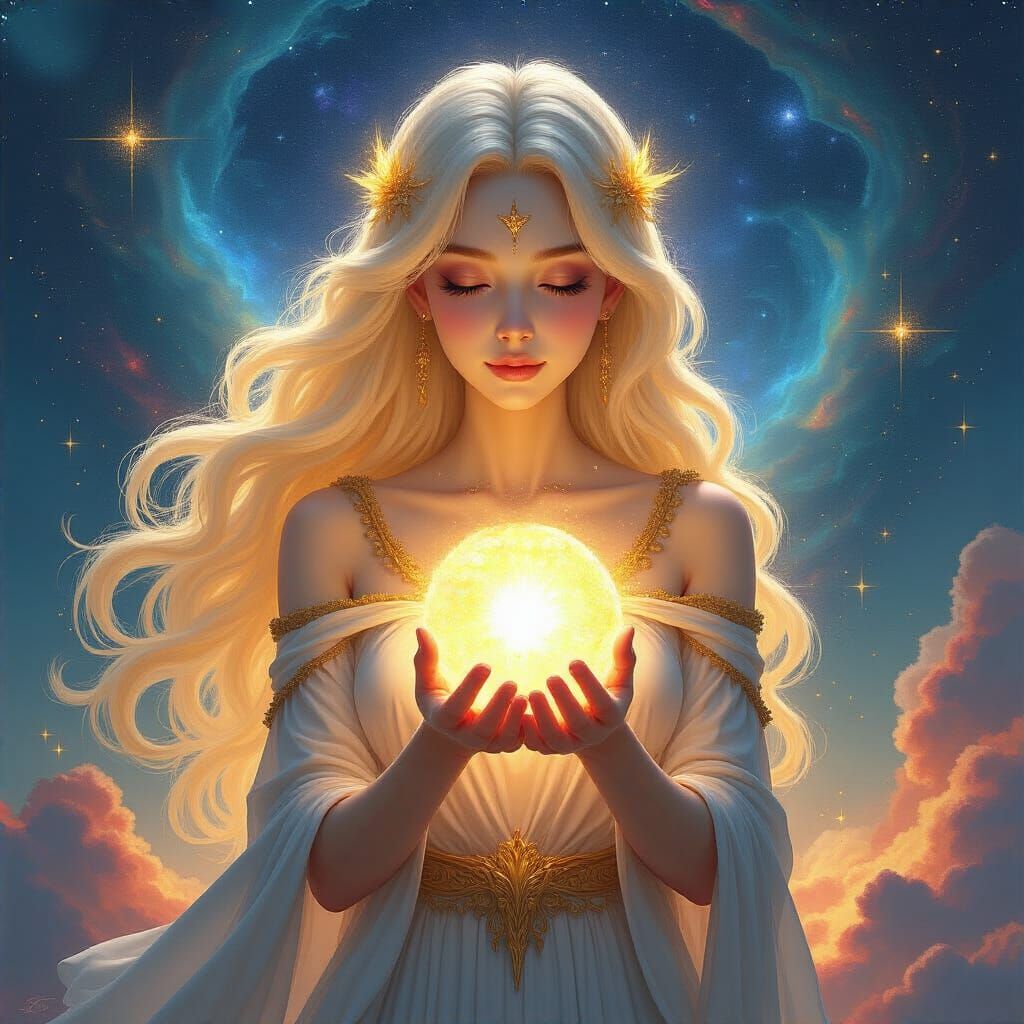 Goddess of Stars Radiating Hope and Love