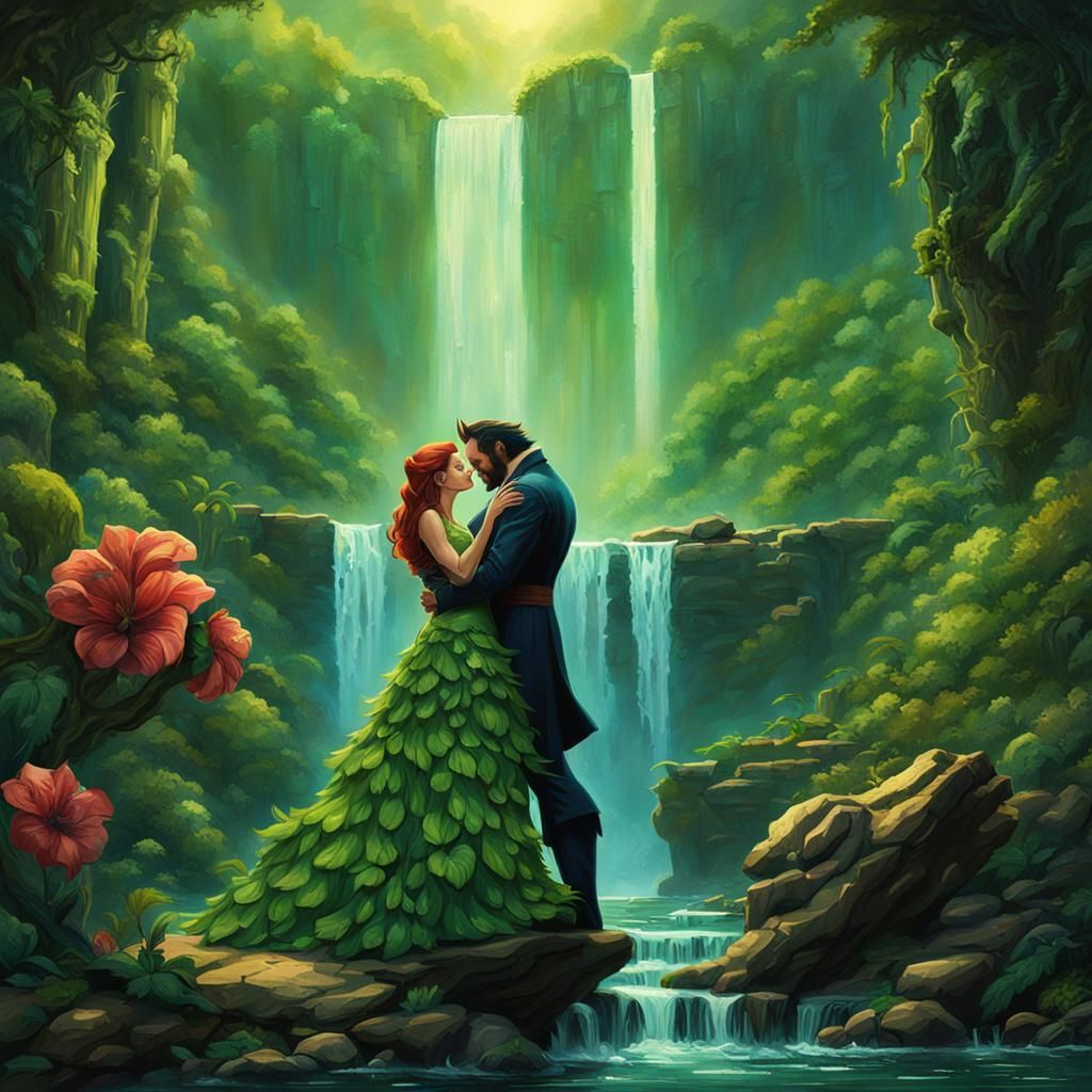 Wolverine and Poison Ivy: Detailed Matte Painting