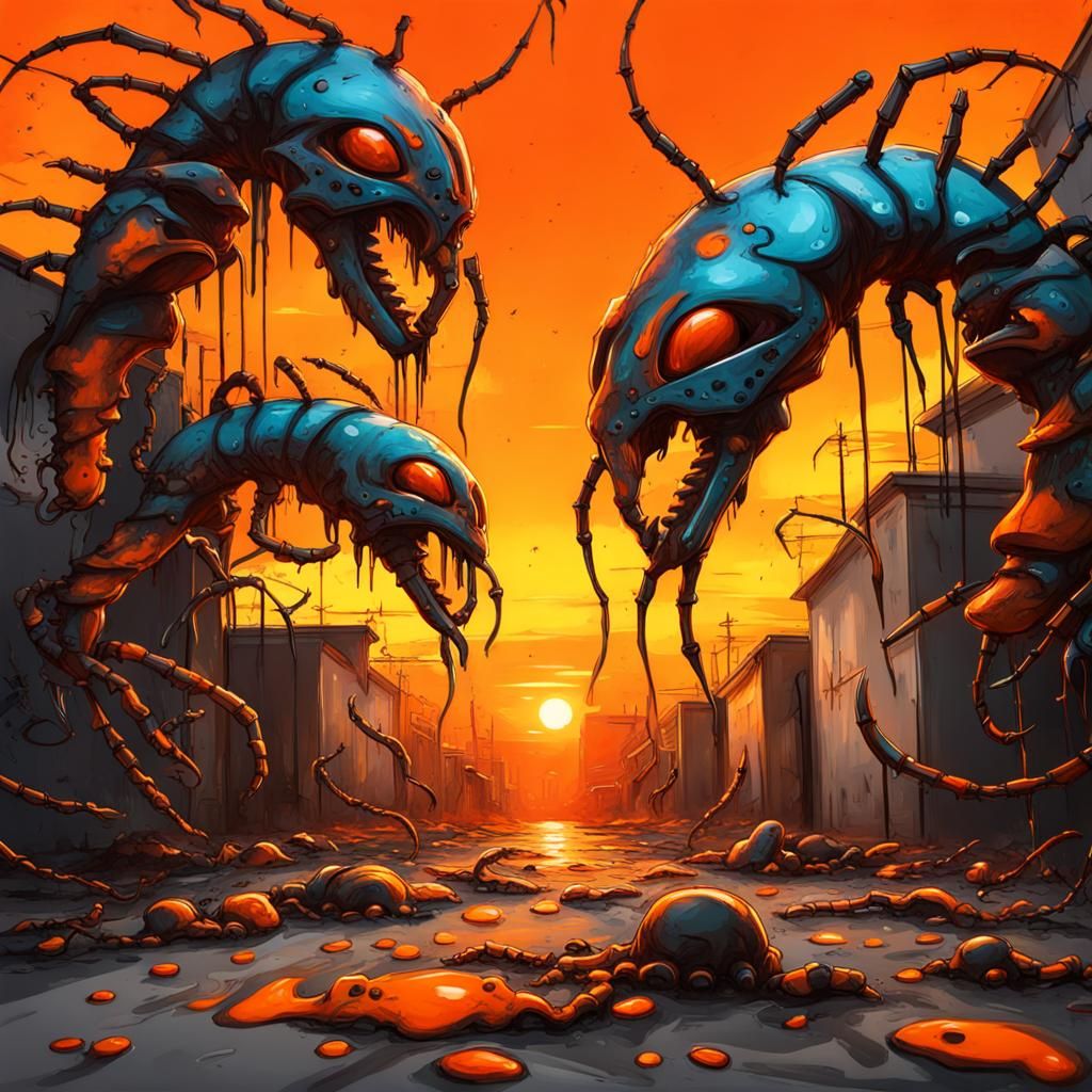 Scorpions at Sunset: Graffiti Art in Polychromatic Colors