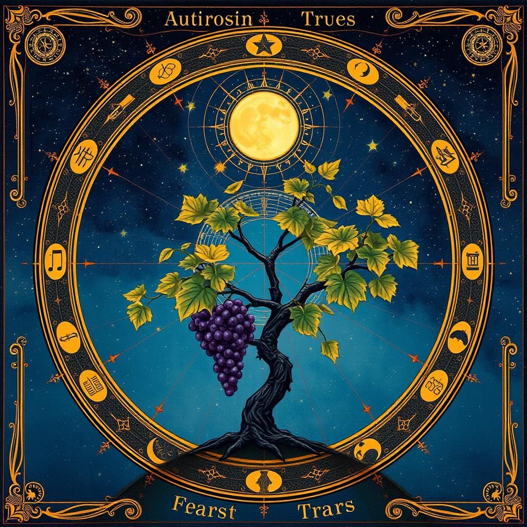 Fantasy Autumnal Equinox Grapevine Astronomical Chart