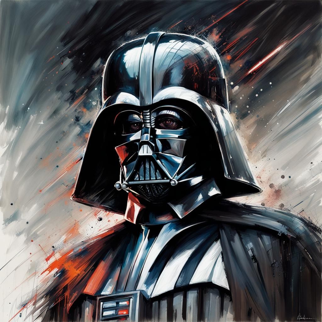 Darth Vader Portrait in Futuristic Painterly Style
