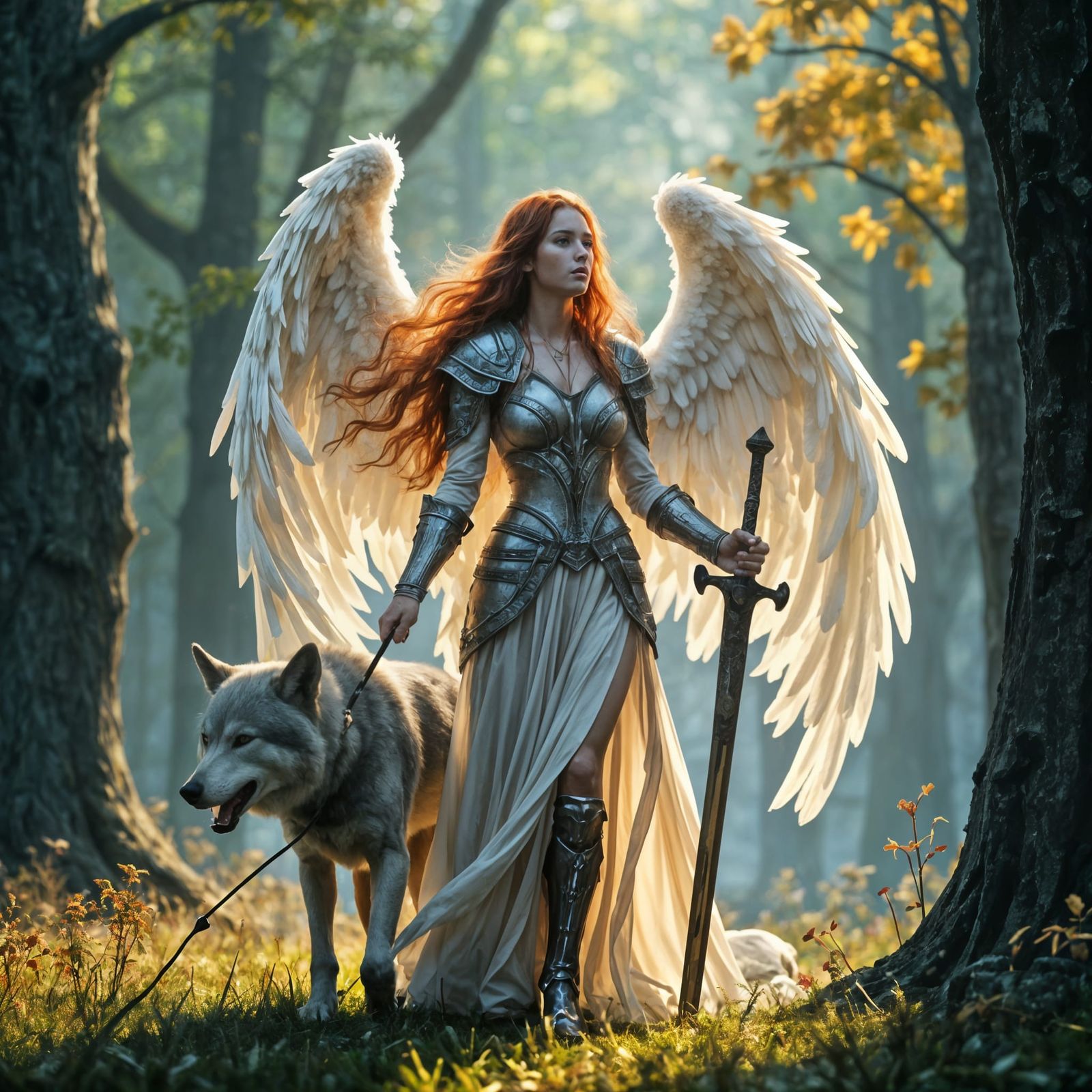 Angelic Crusader in Nordic Forest: Matte Painting