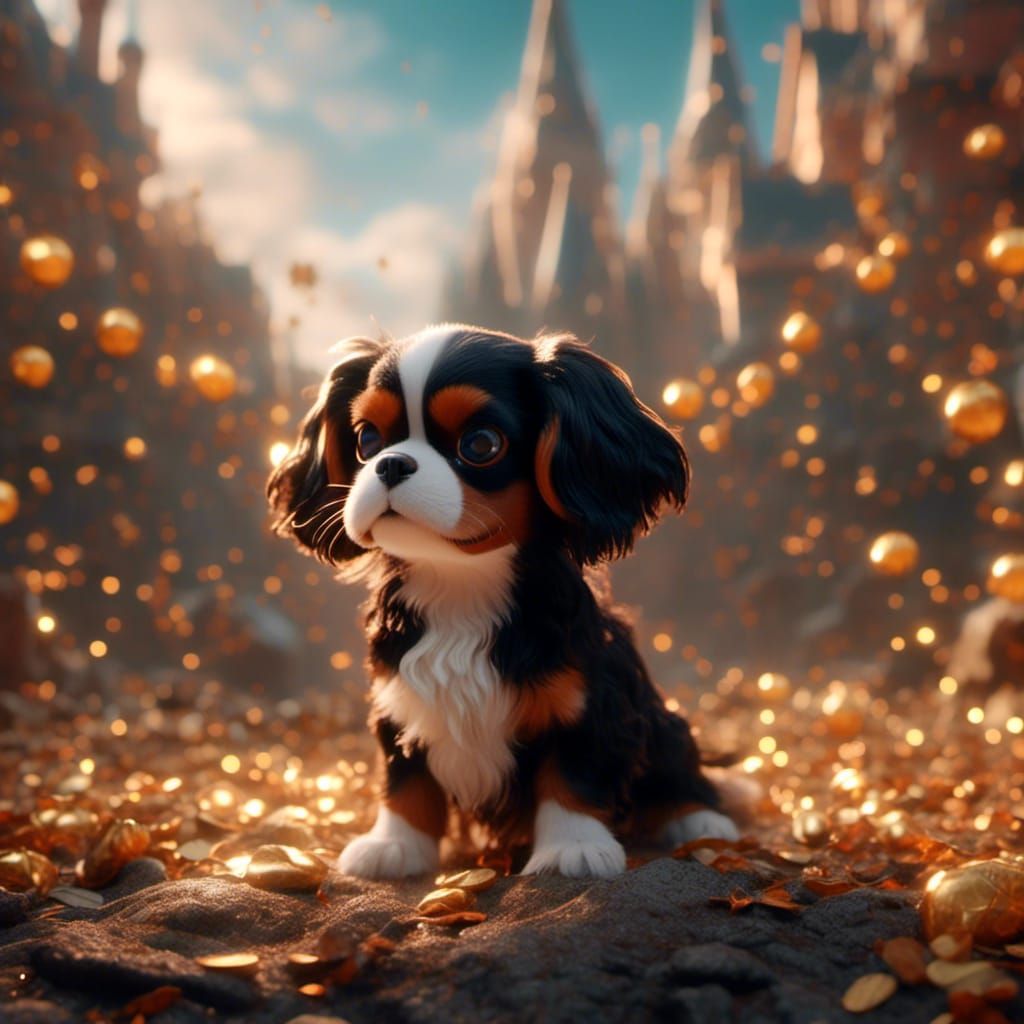 Cute Black and Tan Cavalier King Charles Spaniel