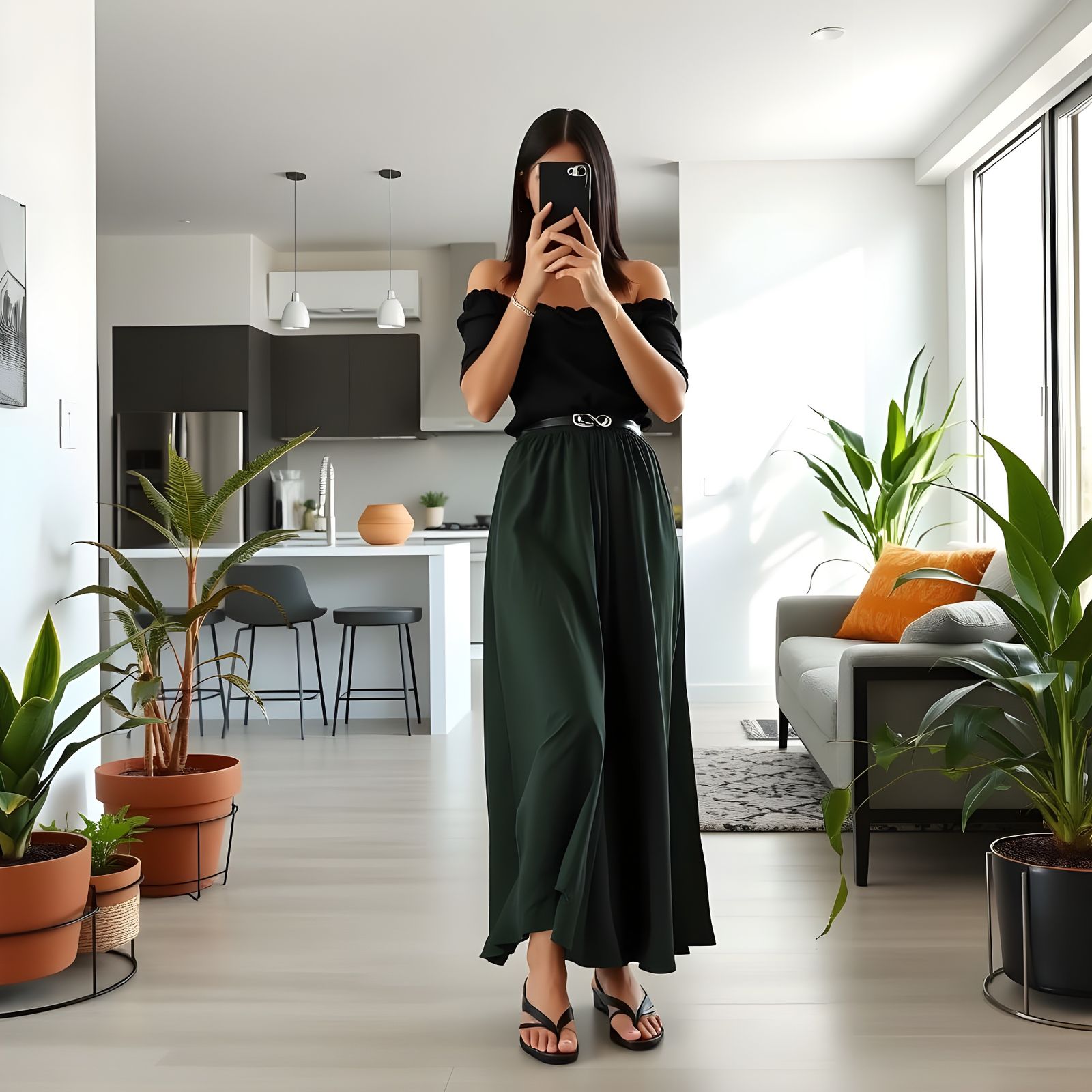 Teenage Girl Captured in Candid Mirror Selfie