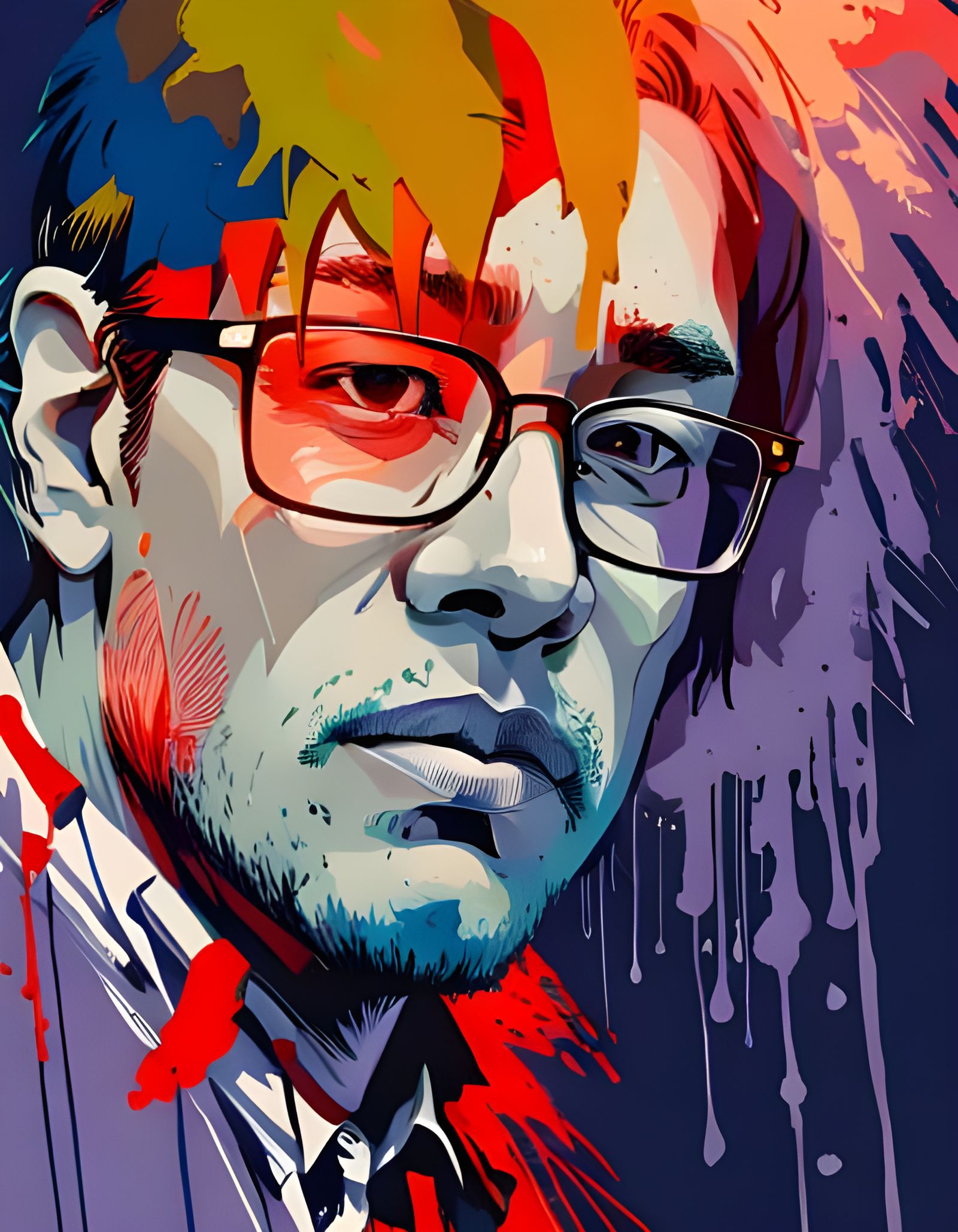 Young Vampire Portrait with Wings and Red Petals