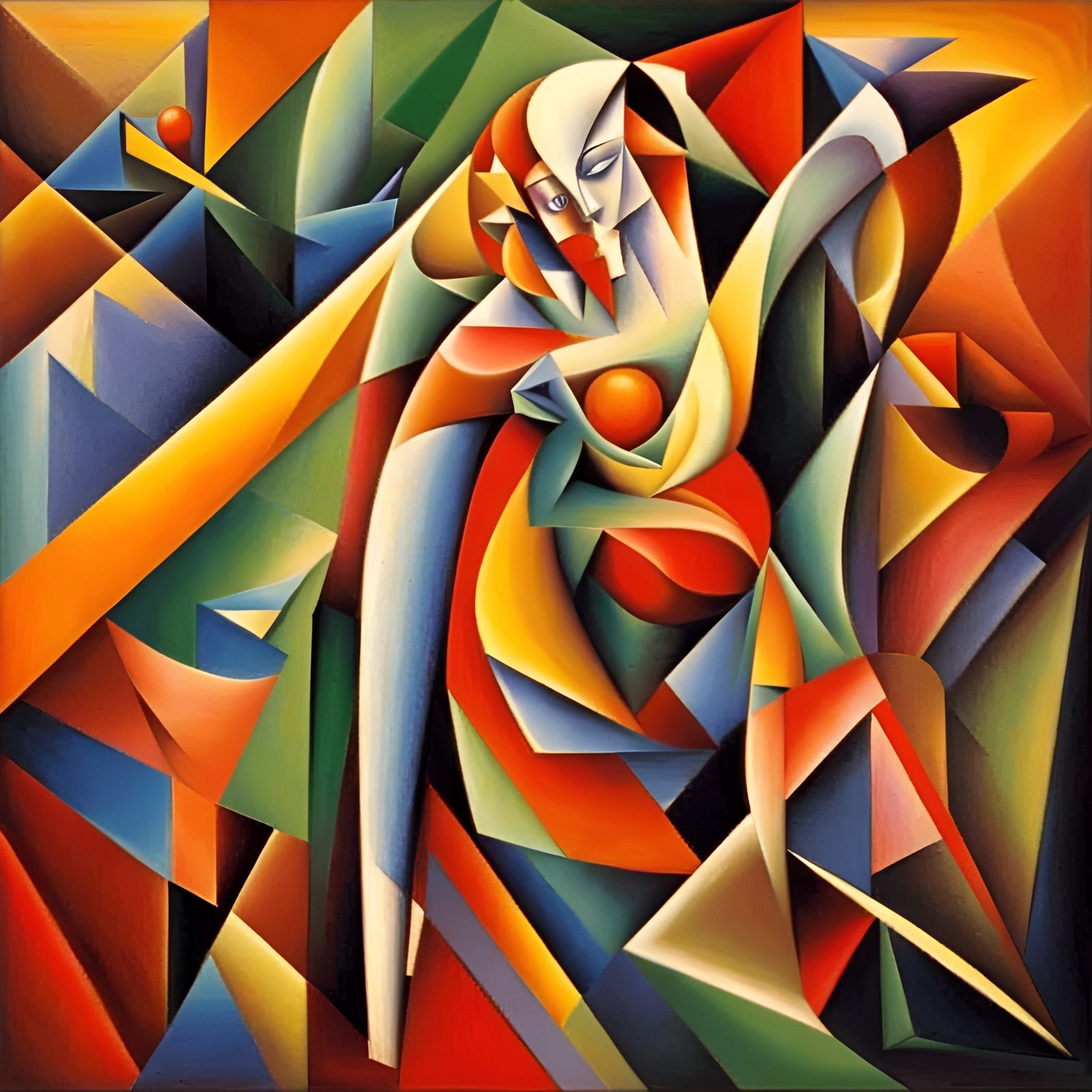 Abstract Cubism Representation of Hypomania Disorder