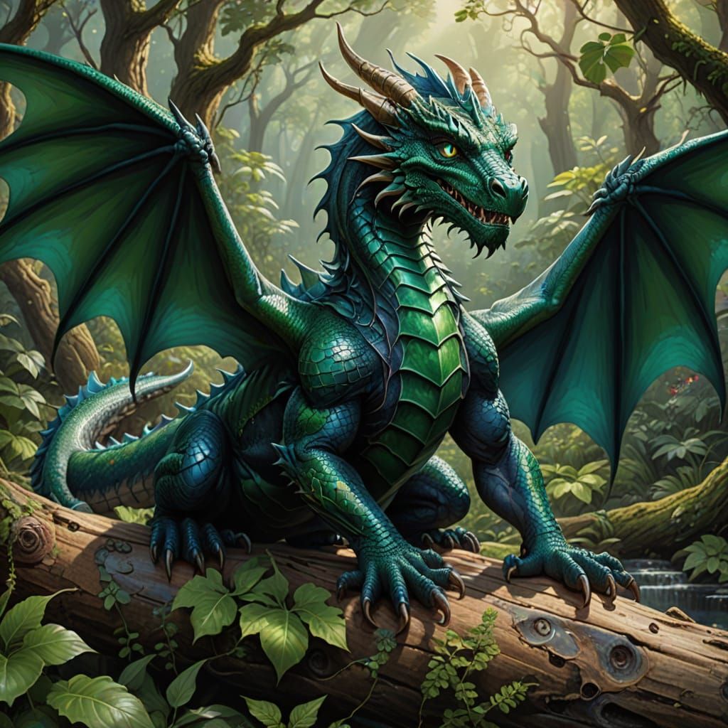 Majestic Dragon in Vibrant Oil Painting Style