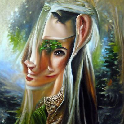 Elven Woman Portrait in Fantasy Oil Painting Style