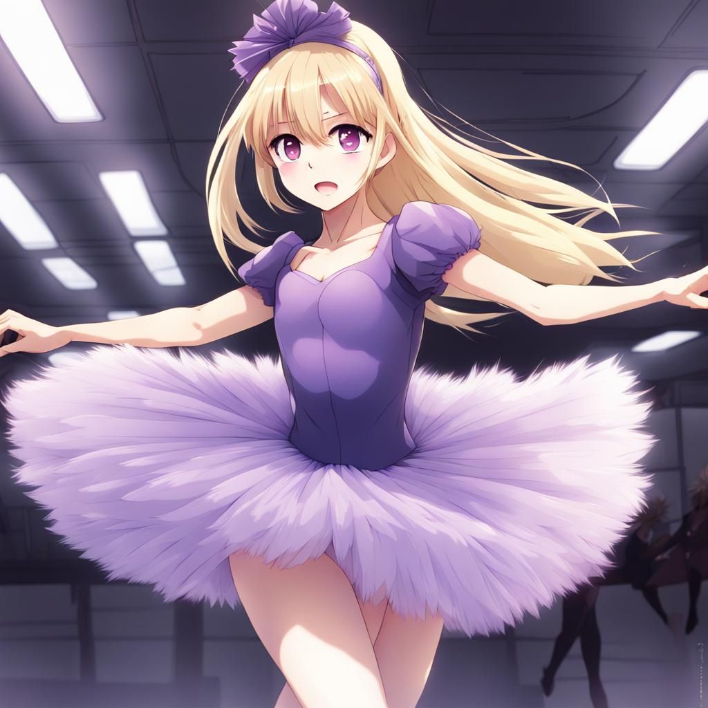 Anime Girl in Purple Tutu Dances