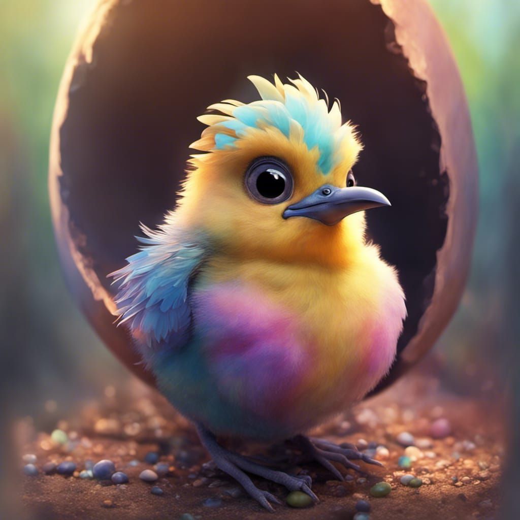 Pixar Style Baby Bird Hatching Macro