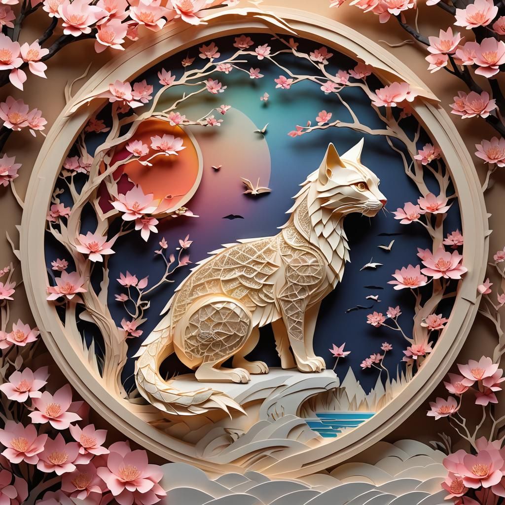 Siamese Cat Kirigami in Dragon Frame