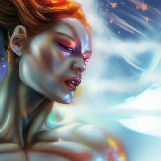 Ethereal Bodybuilder Portrait in Japanese Illustration Style