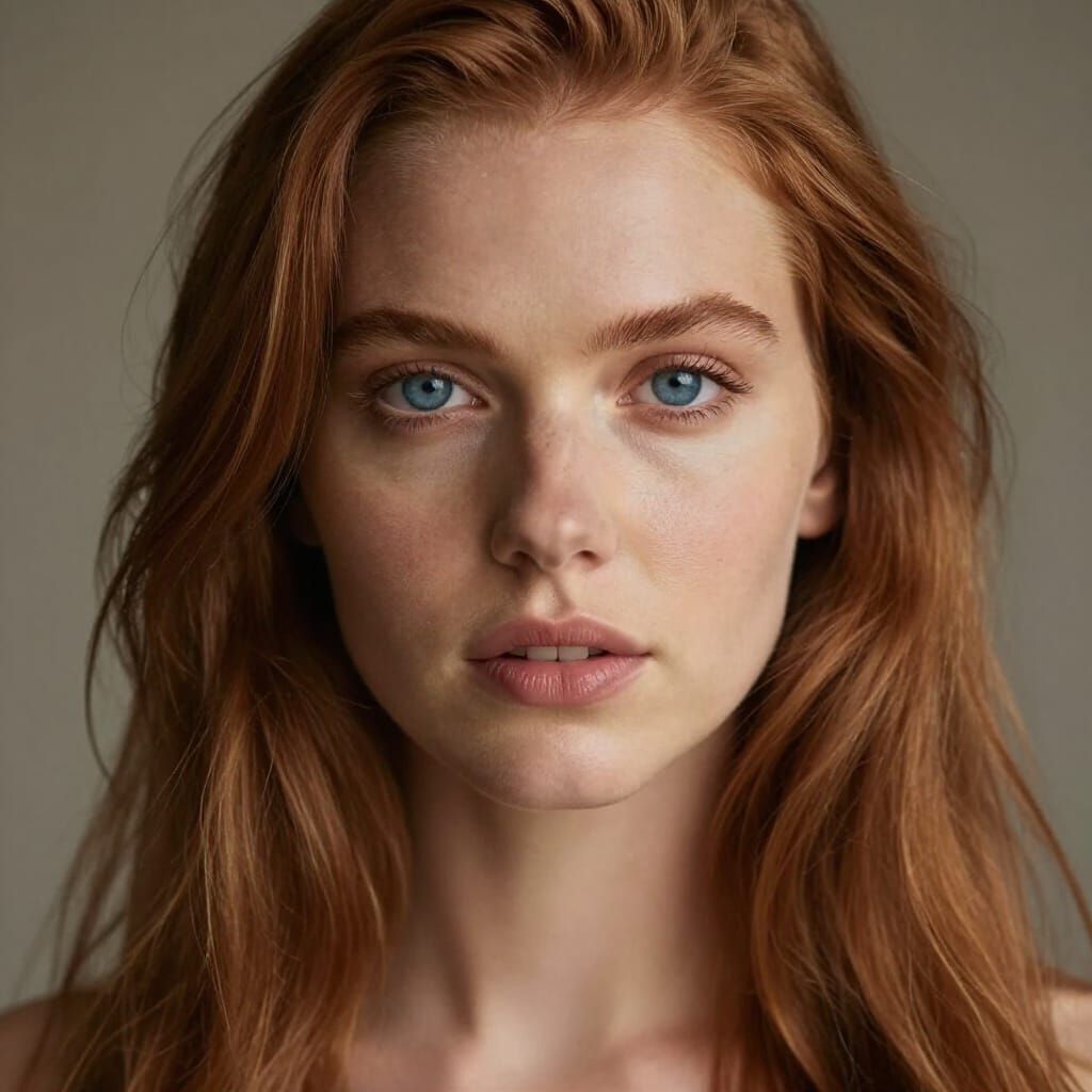 Photorealistic Portrait of a Woman with Auburn Hair