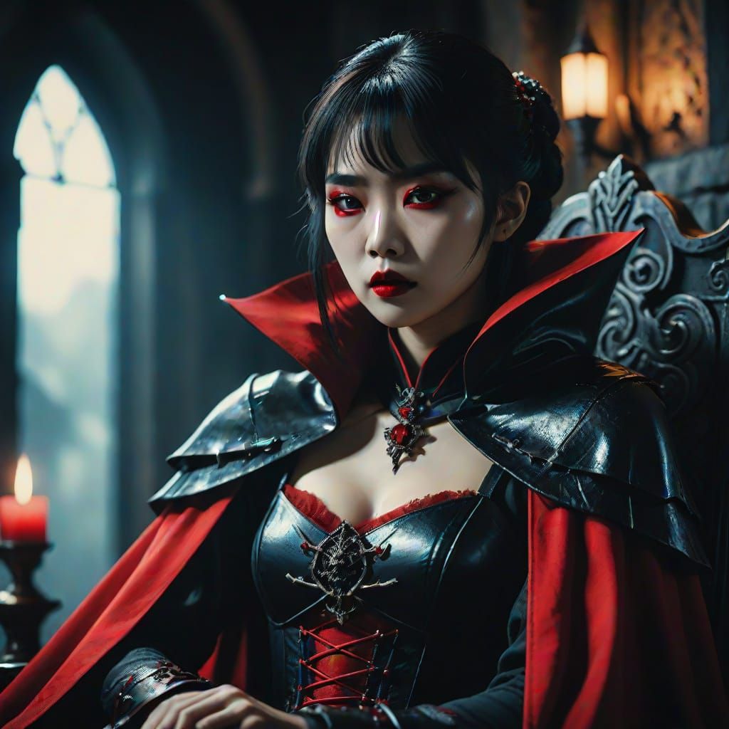 Anime Vampire Queen in Gothic Castle