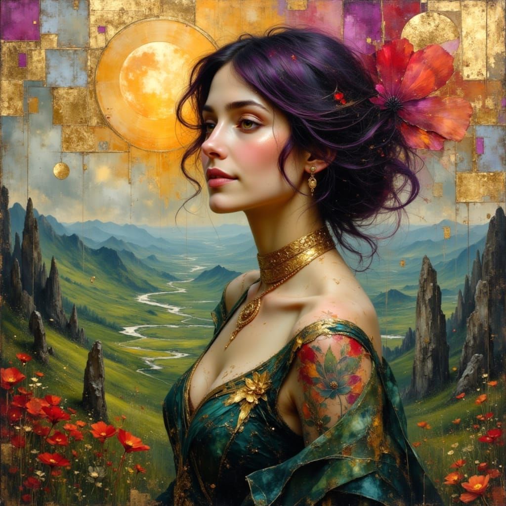 Ethereal Celtic Goddess in Surreal Oil Painting