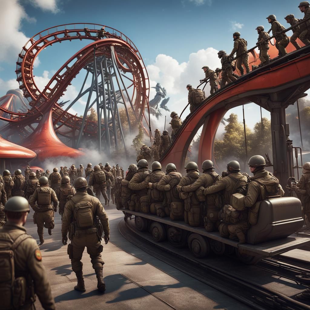 Dystopian Theme Park: Soldiers and Civilians