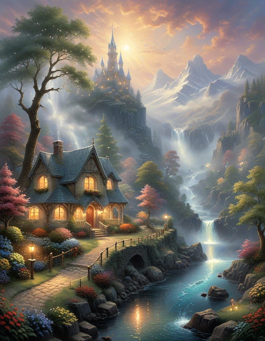 Ethereal Fantasy Landscape in Mist