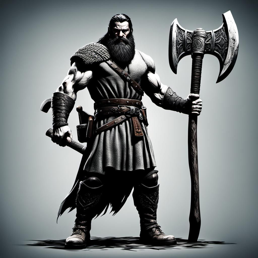 Muscular Woodsman with Axe: Fantasy Lord of the Rings