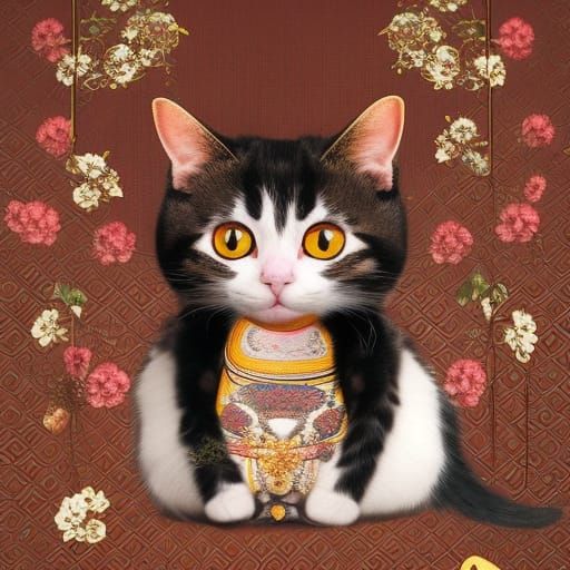 Cat as Japanese Hina Doll: Digital Matte Painting