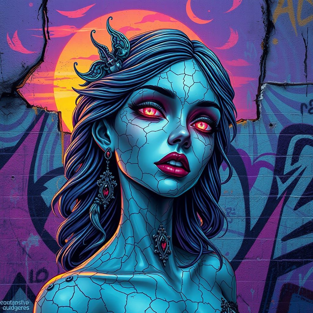 Ethereal Goddess Awakens Amidst Vibrant Sunrise