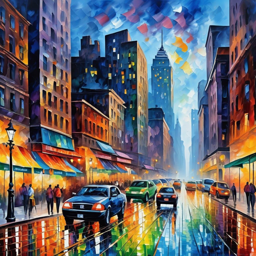 Vibrant Metropolis Unfolds in Impressionist Masterpiece