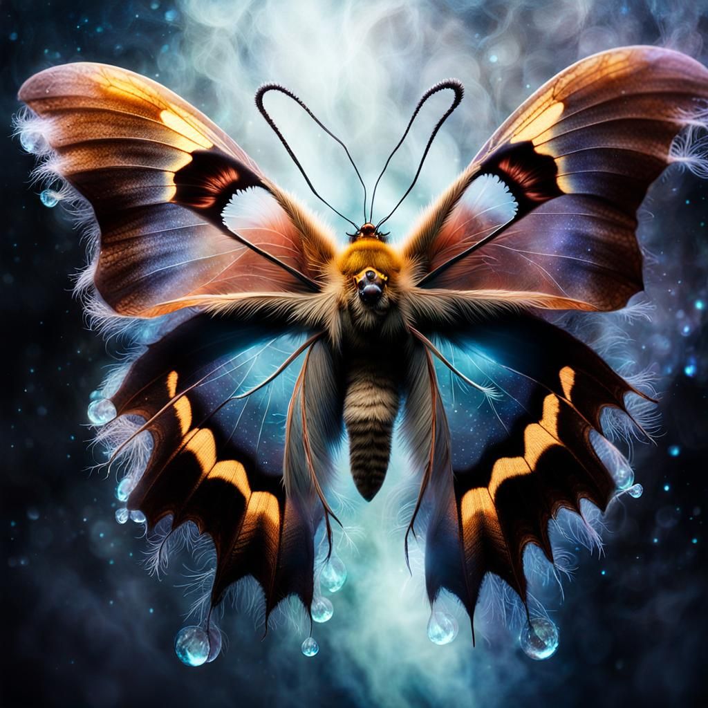 Surreal Glowing Polyphemus Moth in Dreamlike Fantasy