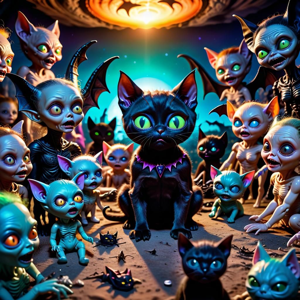 Horrifying Night with Aliens, Bats and Dolls