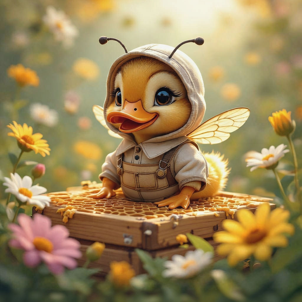 Duck Beekeeper in Beehive: Matte Painting
