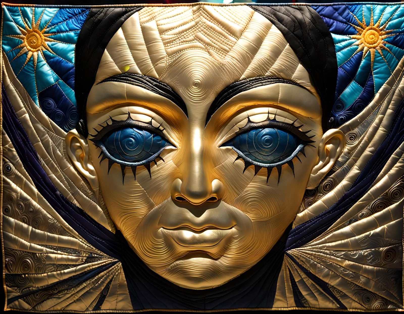 Andromorphic Ice Shadow Being in Quilted Style