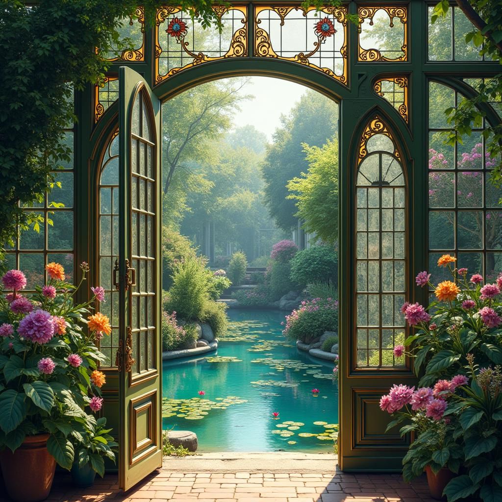 Victorian Greenhouse Oasis in Pre-Raphaelite Style