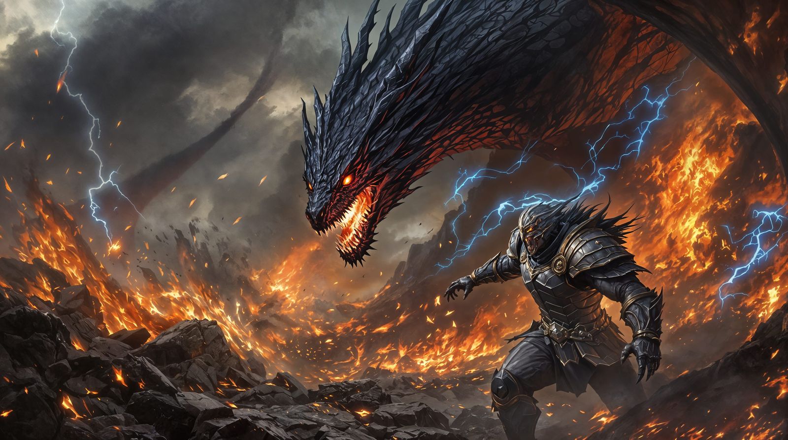 Epic Fantasy Battle in a Fiery Apocalypse