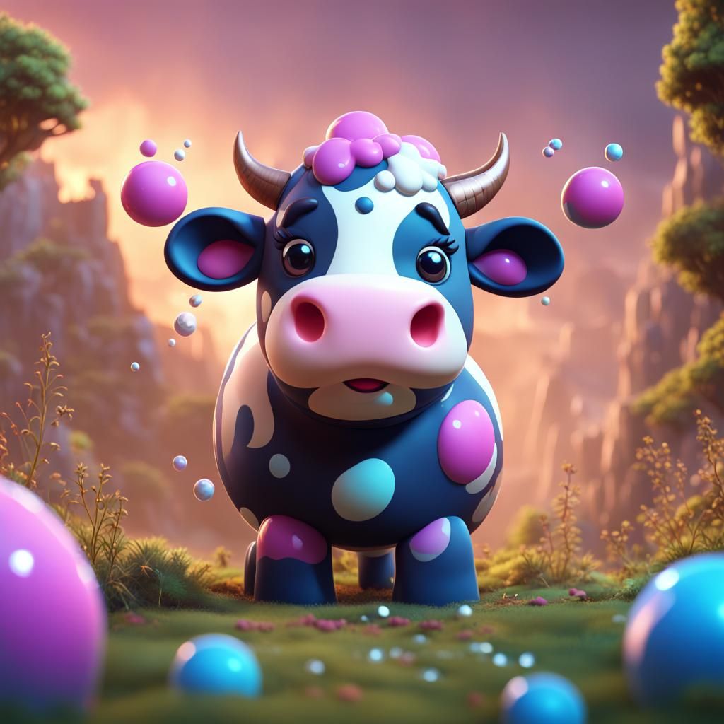 Fantastical Bubble Cow in Detailed Matte Painting