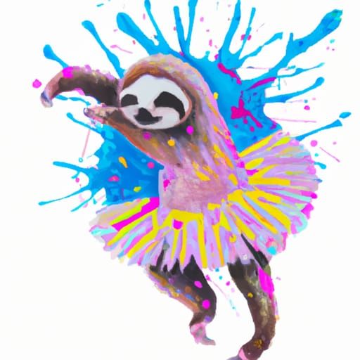 Sloth Dancing in Tutu: Graffiti Splash Art