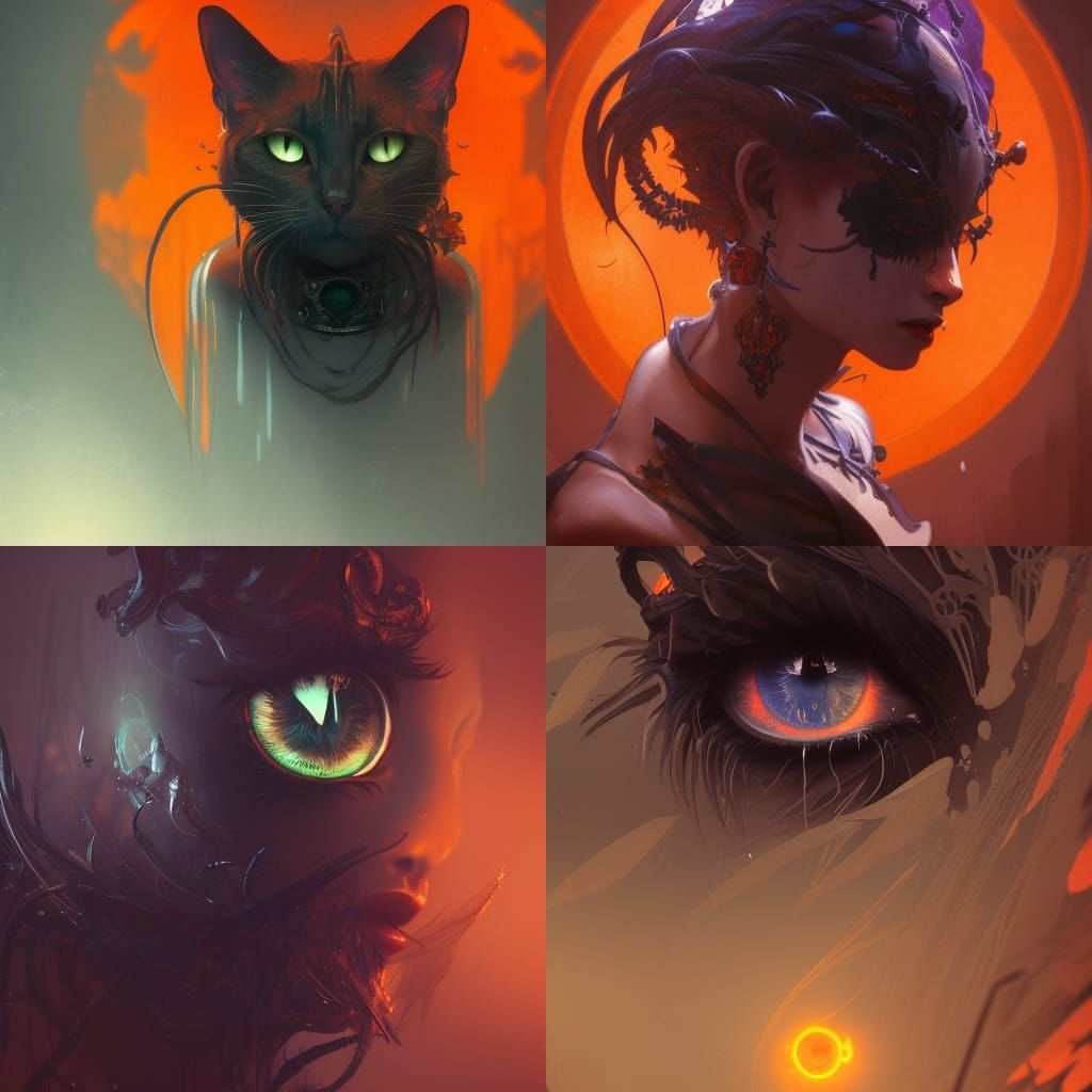Mystical Cat Eyes in Hyperdetailed Fantasy Art