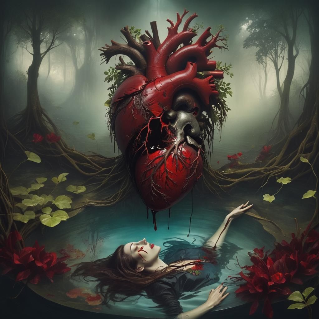 Surreal Ophelia: A Heart Ripped From Rooted Chest