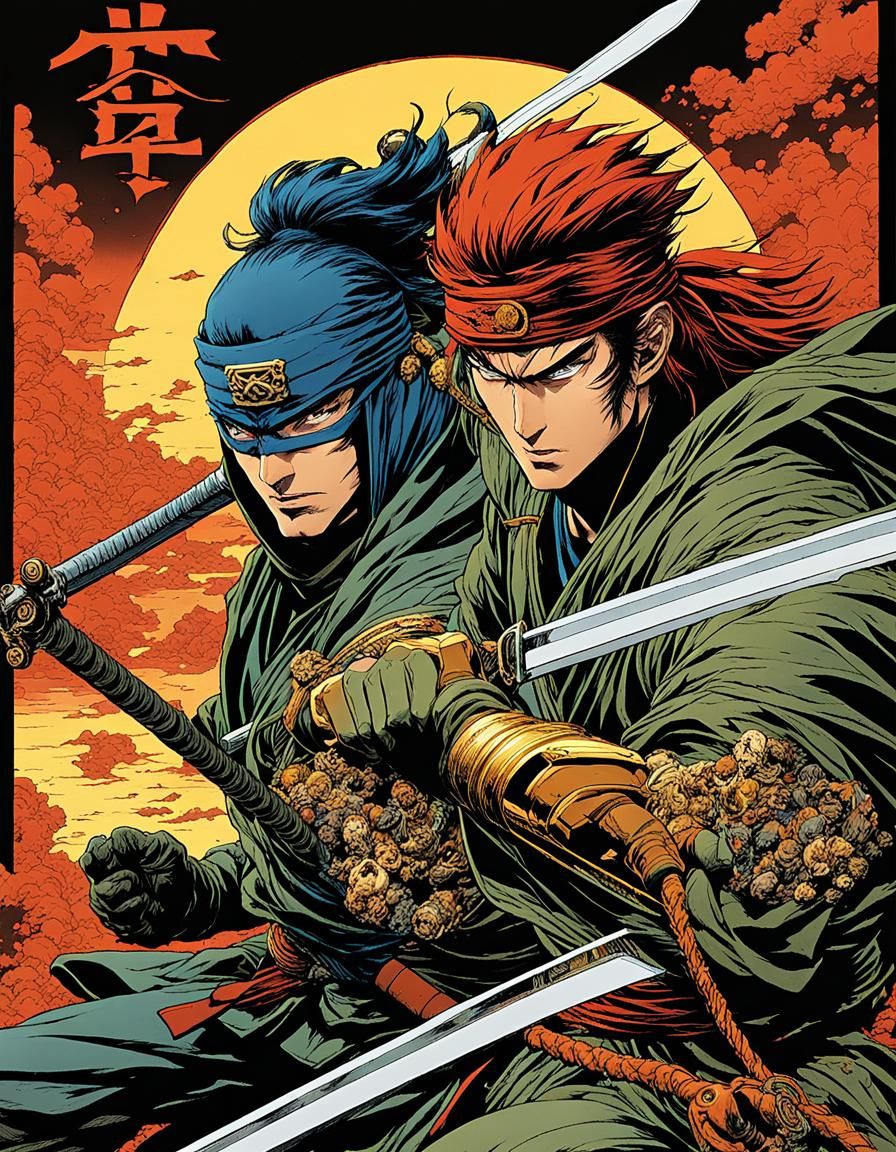 <lora:eye:1.0> 1985’ anime video game by Katsuya Terada, two...