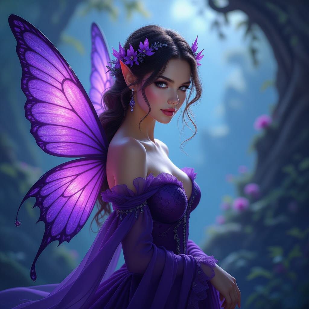 Looks stunning in purple attire 🧚💜