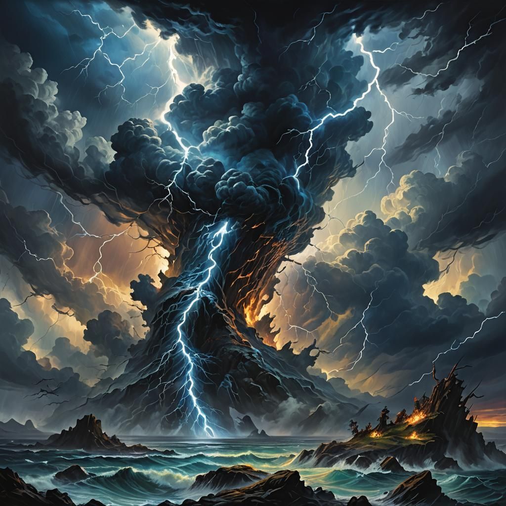 Myths Rise: Dark Fantasy Oil Painting