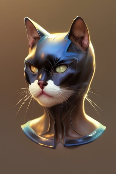 Hyperdetailed Cat-Batman Portrait in Dynamic Lighting