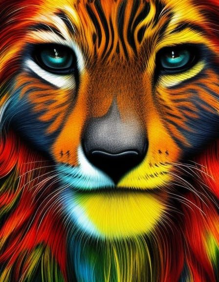Hyperrealistic Animals in Colorful Splash Art