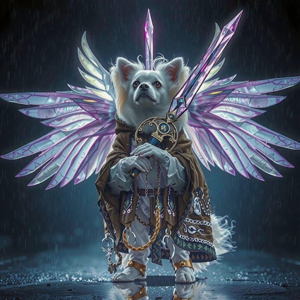 Ethereal Papillon Warrior in Cinematic Brown Cloak