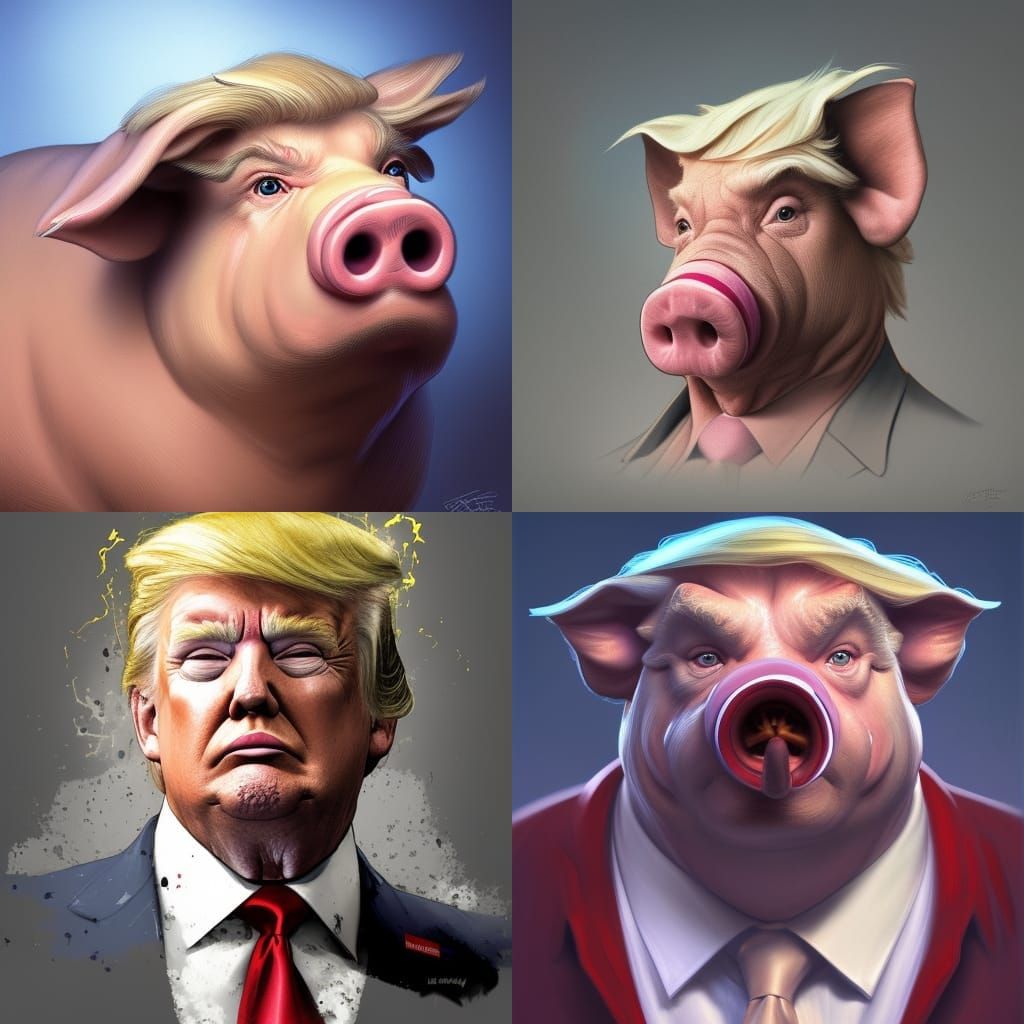 Hyperdetailed Portrait of Donald Trump as a Pig