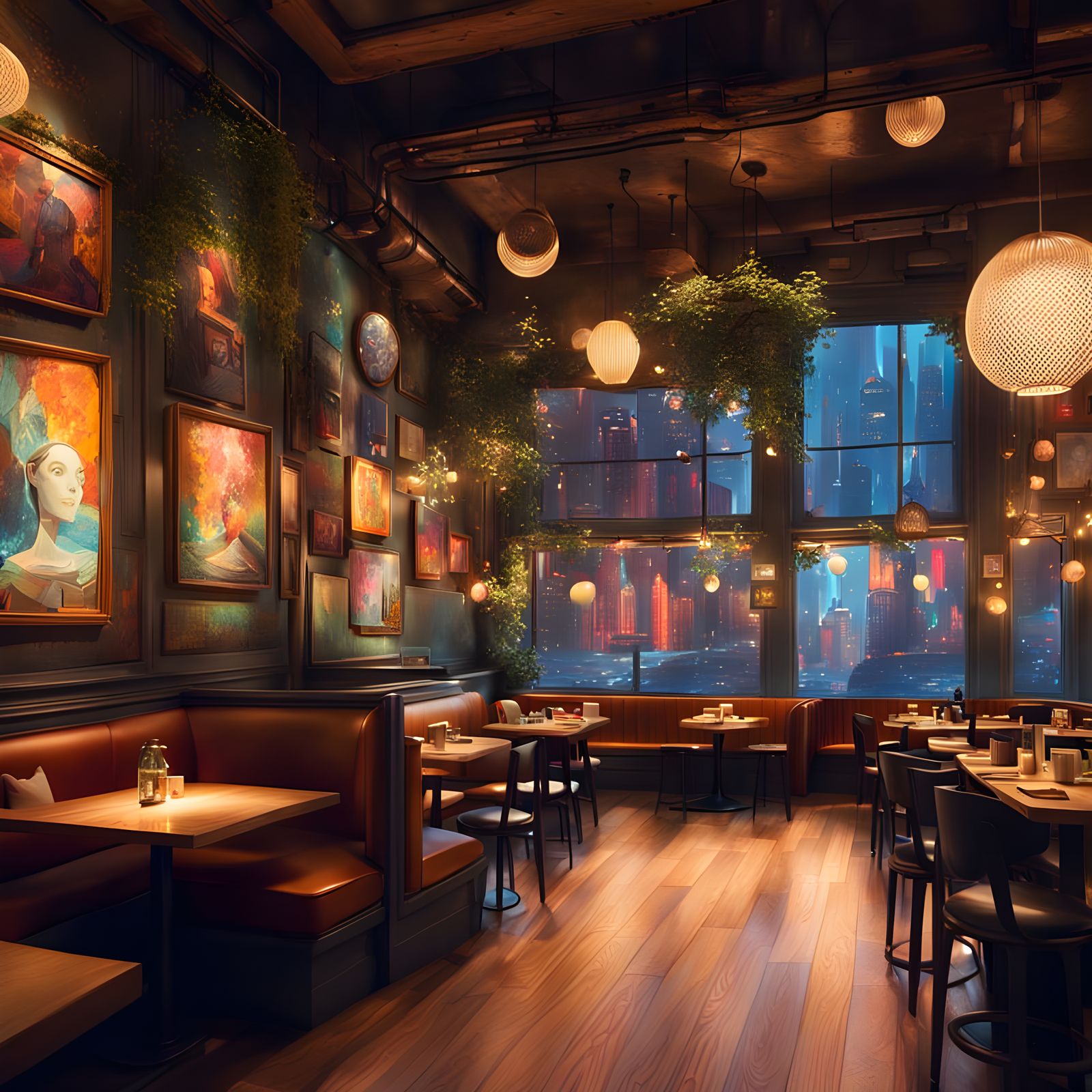 Cozy Café Scene in a J.C. Leyendecker-Inspired Style