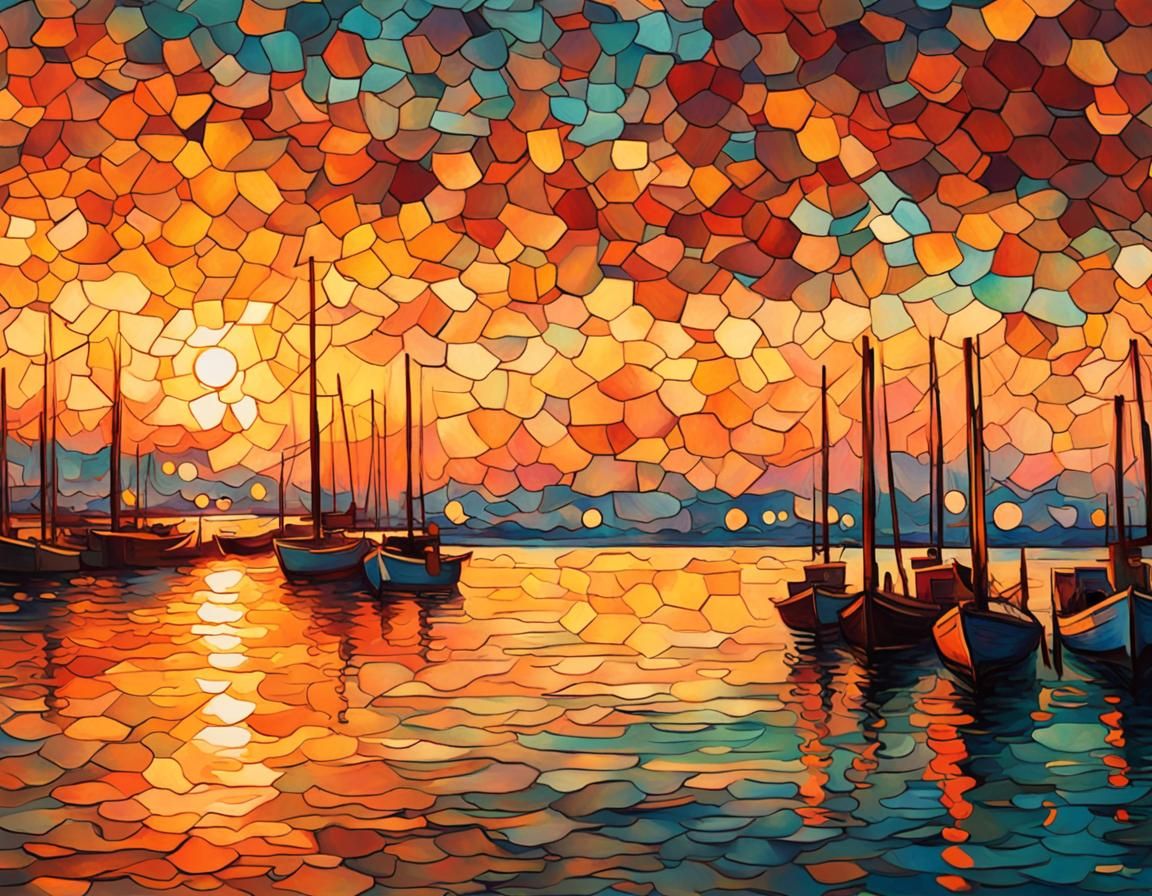 Van Gogh Inspired Sunset Bay Impression