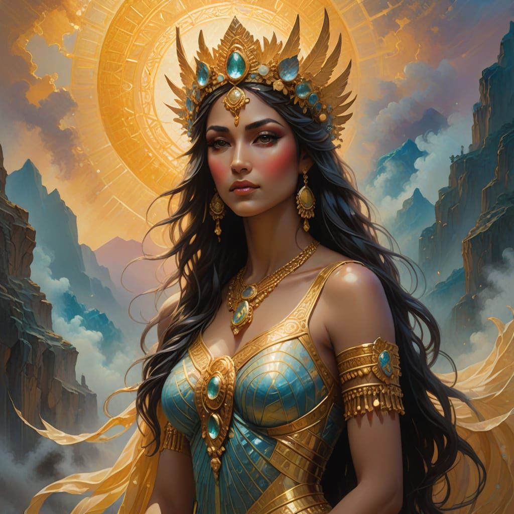 Sumerian Goddess Nanaya in Ethereal Mist