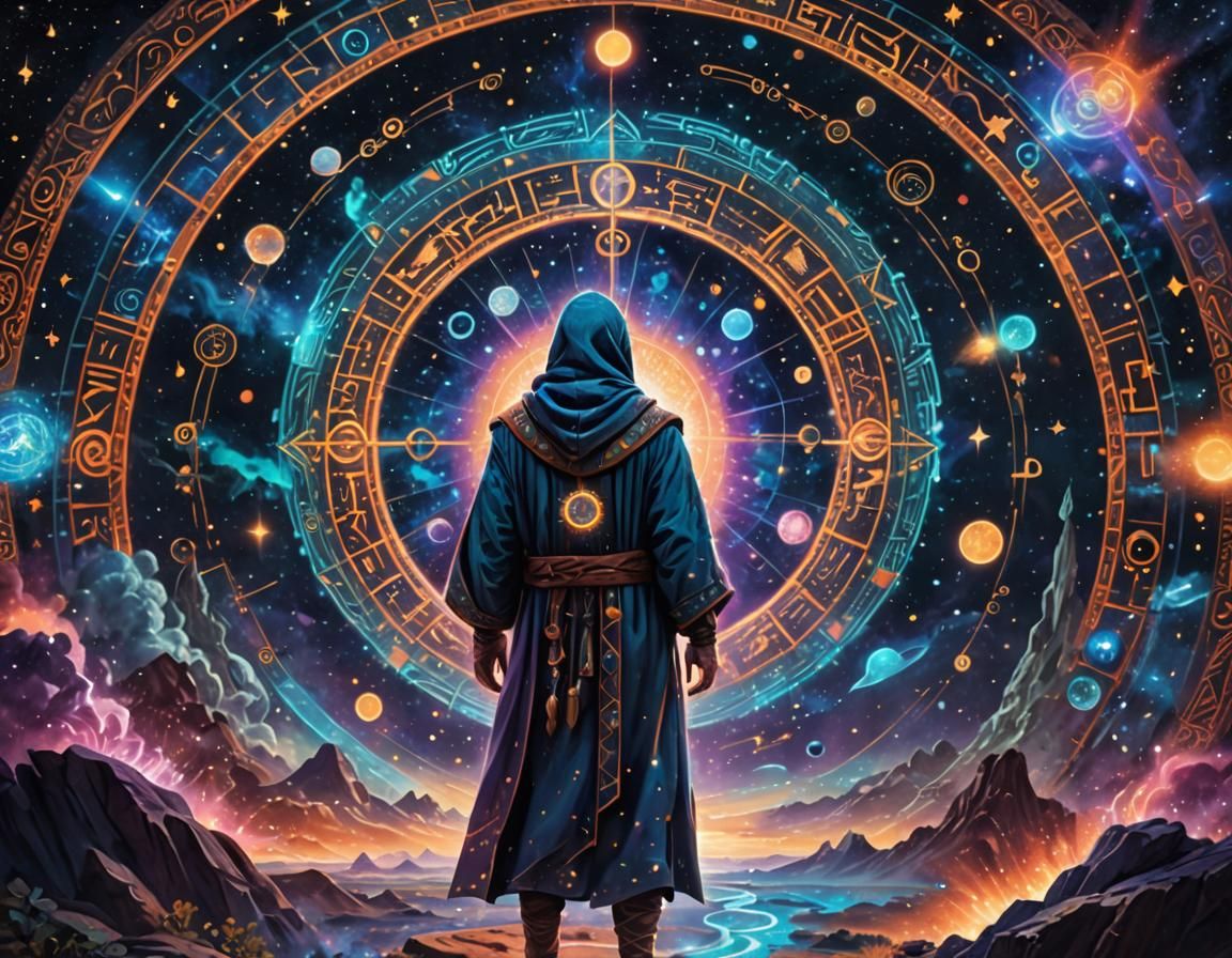 Mysterious Stranger at Mystical Portal in Visionary Art